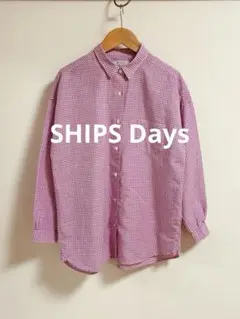 SHIPS Days リネンコットン　ギンガムチェックブラウス　日本製