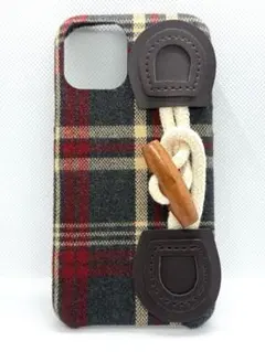 iPhone11pro ダッフルコート風 チェック柄ケース