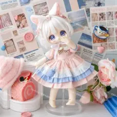 1/6ドール用服 3点セット BJDドール用 うさぎ ピンク 球体関節人形用