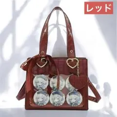 痛バッグ　赤　小さめ　新品　ショルダーバッグ 推し活 ハート クロコ風