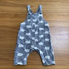 PETIT BATEAU、羊プリント グレー オーバーオール