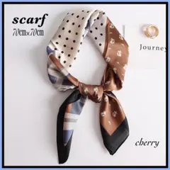 スカーフ 子猫柄 70×70㎝ ポルカドット おしゃれ フォーマル d