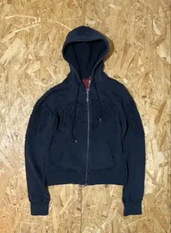 A&G CASHMERE CHAOS 刺繍入り 黒 ジップパーカー S