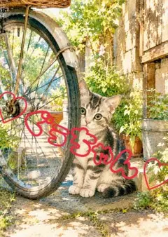 《一点限り》サバトラ子猫 自転車の陰から覗く姿