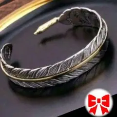 ●バングル　メンズ　シルバー　アメカジ　フェザー　インディアン　ブレスレット秋服