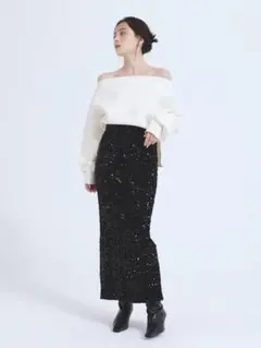 anuans ベロアスパンコールタイトスカート