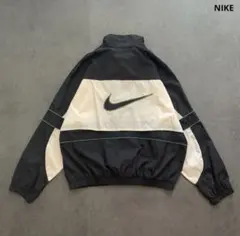 90s NIKE 白黒 中綿 ナイロンジャケット 銀タグ Y2K ドローコード 151462228a1a203fa3bcad3f4cea36