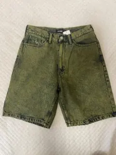 新品xlarge デニムハーフパンツ 32 グリーン
