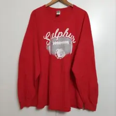 GILDAN アメフト 長袖ロンT レッド 両面プリント 3XL US古着