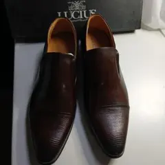 LUCUS ダークブラウン スリッポンビジネスシューズ - メルカリ
