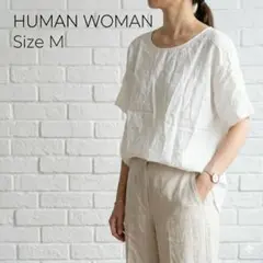 HUMAN WOMAN ヒューマンウーマン ブラウス M キュプラ コットン 麻
