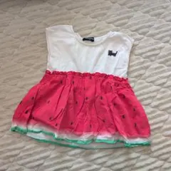 Kladskap スイカ柄チュニック 120cm 黒猫刺繍