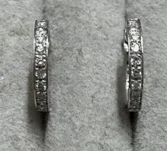 中折れフープピアス　ダイヤモンド　K18WG