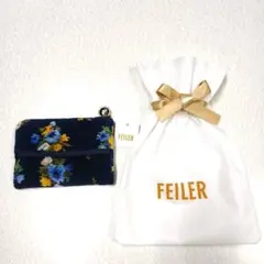 FEILER フェイラー　ティッシュ ポーチ 花柄 ネイビーのサムネイル