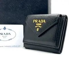 み*み様 PRADA　三つ折り財布 コンパクトウォレット ヴィッテログレインレザ