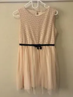 ピンク フラワー刺繍 ワンピース