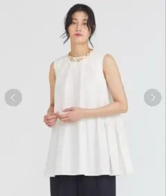 【美品】ESTNATION / タフタテントラインチュニックブラウス WH 36のサムネイル