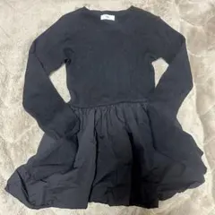 バイカラーバルーンペプラムリブニットトップス 黒 Mili affinity