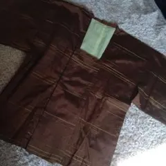 道行コート　正絹　紬　焦げ茶色地　単　寒い季節必須❗️今にピッタリ❗️