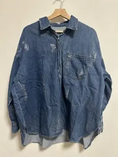 ダメージデニムオーバーサイズシャツ