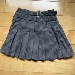 しまむら　プリーツスカート インナーパンツ付　グレー　140