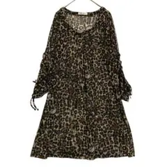 シェールスクエア　ヒョウ柄 シアーチュニック　L