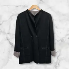 レディース 長袖 チェスターコート 黒 グレー フードなし