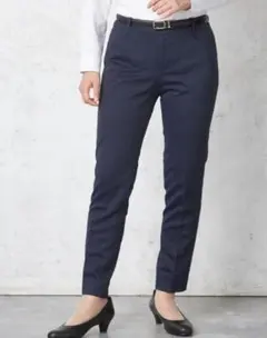 【ViVi】パンツ ストレート ニット ストレッチ ネイビー千鳥