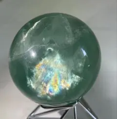 虹キラキラ♡ グリーン ガーデンクォーツ スフィア 丸玉 約6cm 天然石 