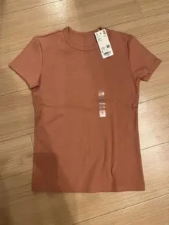 UNIQLO ユニクロ　ソフトリブクルーネックT オレンジ　Sサイズ