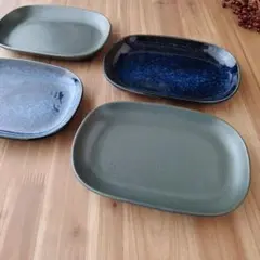 楕円角皿・４枚　美濃焼〈新品・未使用〉