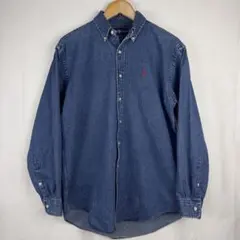 90s ラルフローレン BLAIRE 長袖 デニム ボタンダウン シャツ S