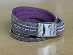 【正規品】スワロフスキー　パープルレザービジューブレスレット