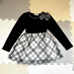 黒と白のチェック柄ワンピース 120サイズ