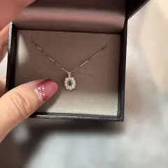 新品未使用　ツツミ　プラチナエメラルドダイヤモンドネックレス