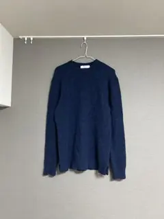 INHERIT クルーネック ニット　セーター ブルー　アルパカ混　インヘリット