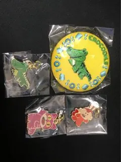 貴重　✨未使用✨たべっ子どうぶつ　ワニ　さる　ねこ　メタルチャーム　ワニ缶バッジ