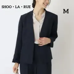SHOO・LA・RUE ノーカラージャケット ネイビー 洗濯可能　M スーツのサムネイル