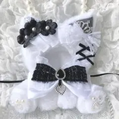 b.216 ぬい服 12cm ちびぐるみ 着ぐるみ メイド 白黒 ねこセット