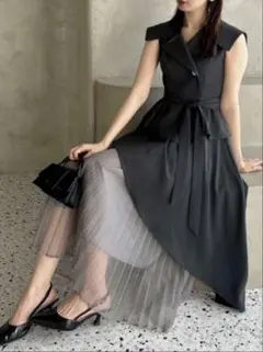 アシメプリーツトレンチワンピース　dazzlin