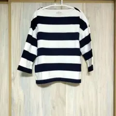 無印良品 ネイビーとホワイトストライプ長袖カットソー