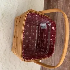 カントリー天然木製バスケット 赤い布付き LONGABERER BASKETS