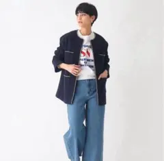 OPAQUE.CLIP ツイード　ジャケット　ネイビー　チェーン　セレモニー