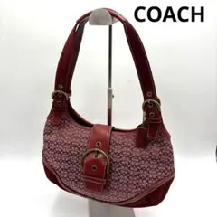 美品 COACH コーチ シグネチャー 7074 ハンドバッグ ソーホー 赤