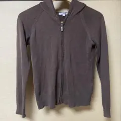 薄手フードジップパーカーカーディガン★ブラウン茶色★ハニーズ