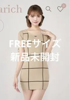 ダーリッチ バックオープンステッチニットミニワンピース BEG FREE フリー