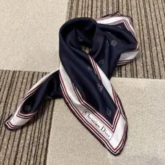 クリスチャンディオール スカーフ ハンカチ 総柄 トロッター柄 シルク