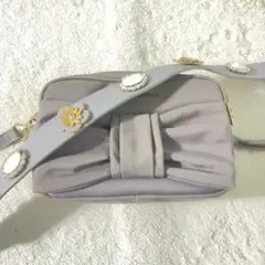 ジルスチュアート リボン　バッグ　ビジュー　モーヴグレー　パープル