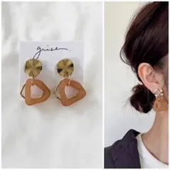 553 マットべっ甲　ピアス　イヤリング　ハンドメイド