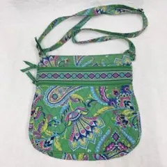 Vera Bradley キルティングショルダーバッグ 花柄綿緑グリーン斜めがけ